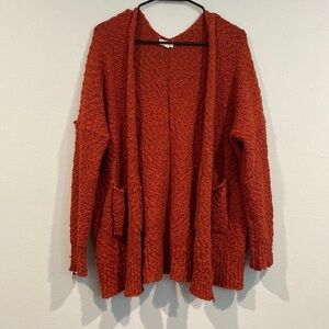 Debut Red/Orange Oversized Knitted Cardigan - Size Medium